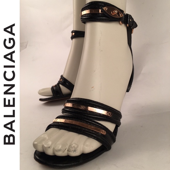 balenciaga leather ankle strap sandals